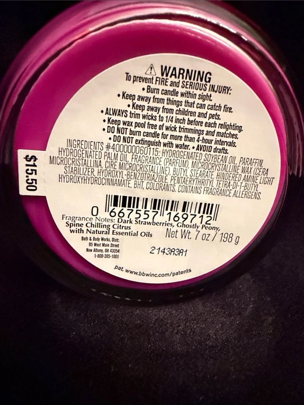 Bath & Body Works Ghoul Friend Scented Candle - Magenta Pink